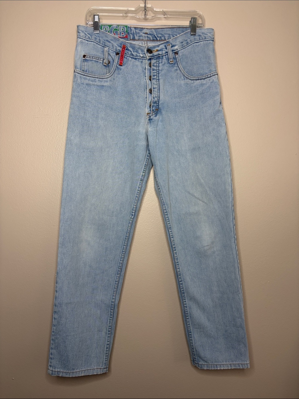 Vintage RGB R.G. Browns Button Fly Light Wash Straight Denim Jeans 32x27